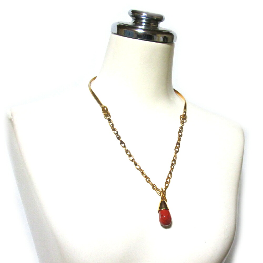 MARNI マルニ イタリア製 ゴールドどんぐりネックレス (天然石 Acorn motif necklace 金 チョーカー) 139551 【中古】