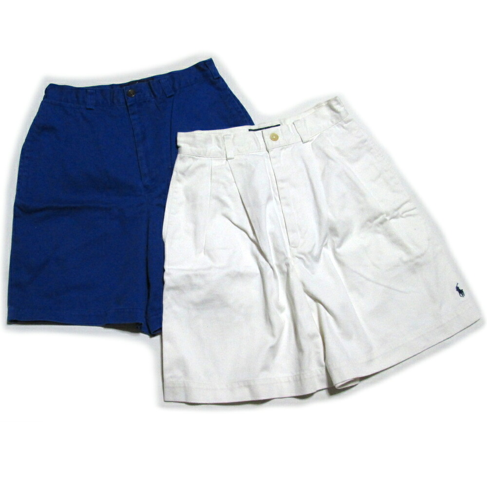 Vintage Ralph Lauren ヴィンテージ ラルフ・ローレン 「7」 コットン キュロットスカート（ショート／ハーフパンツ）2枚セット (ネイビー×ホワイト｜90年代の雰囲気・今見ても新鮮なデザイン.まとめて) 139574 【中古】