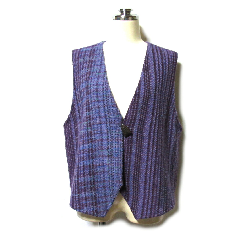 美品 SAORI サオリ 沙織織 日本製 作家物 ハンドメイド べスト (作家もの ジャケット 手作業中心 ハンドメイド織りアイテム パープル 木製ボタン使用) 139580 【中古】 14,058円