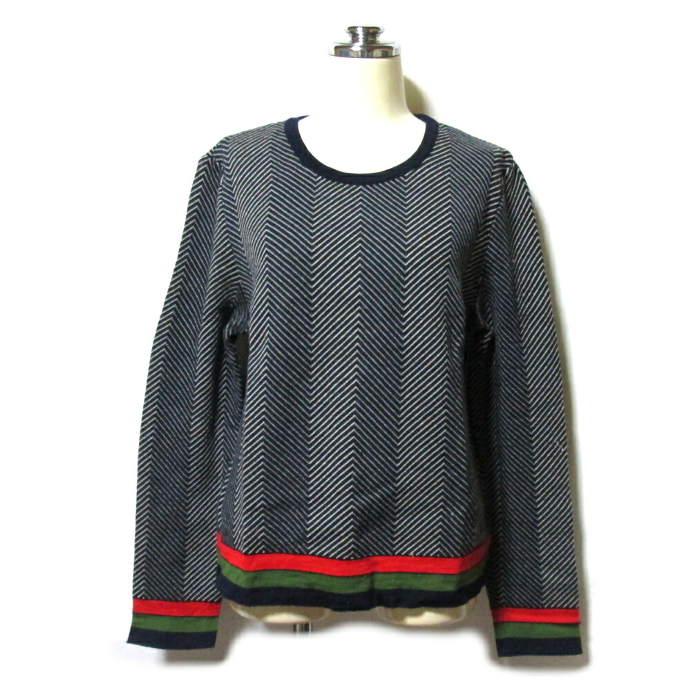 Vintage Roberta di Camerino ヴィンテージ ロベルタ・ディ・カメリーノ 「40」 ヘリンボーン柄 セーター (赤・緑・黒〈ロベルタ・ストライプ〉入り) 139584 【中古】