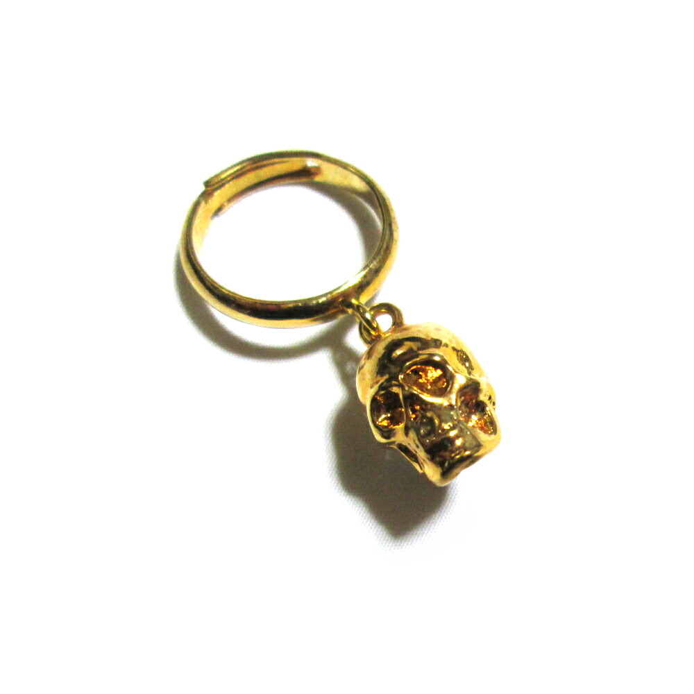 【新古品】 LES BIJOUX DE SOPHIE レ・ビジュー・ドゥ・ソフィー ゴールドスカルチャームリング (ドクロ サイズフリー 新品・未使用 廃盤 CELUX購入品) 139618 【中古】|CROWN STORE