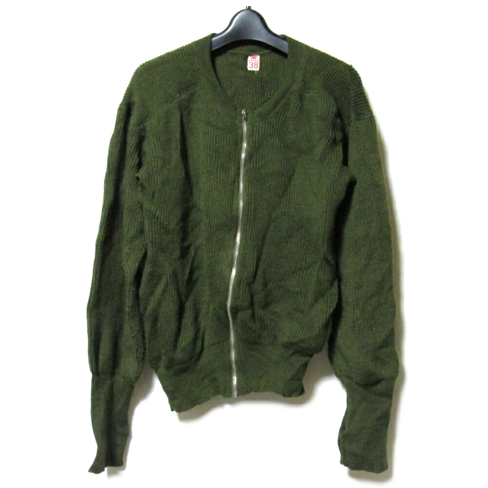 Vintage Swedish Army ヴィンテージ ヴィンテージ スウェーデン王国軍 「38」 実物 フルジップ 編み物ジレー (オリーブ カーキ 緑であること 手の指大広間付き添い人 ミリタリー 兵員) 139628 【中古】