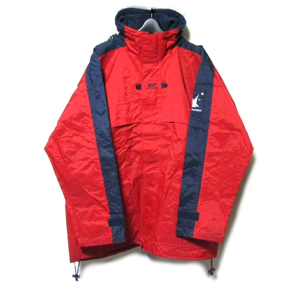 Vintage Helly Hansen ヴィンテージ ヘリーハンセン 赤×黒 セーリングジャケット（フード収納付き） (コート アウトドア ブルゾン ヨット ブラック) 139676 【中古】