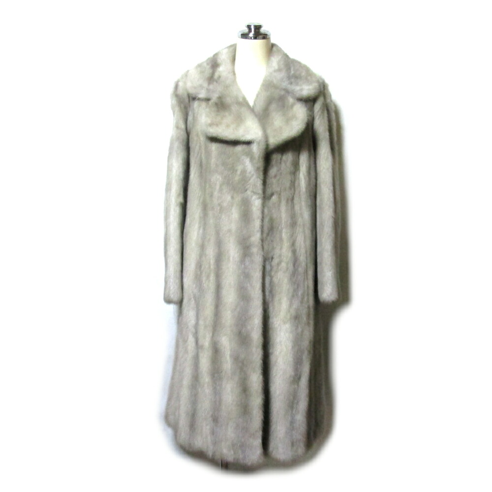 美品 Lupian Furs ルピアン ファーズ 日本製 ミンクのコート毛革 ロング厚地の外套 (しろがね色/素晴らしい素質/Made インチ japan) 139716 【中古】 コート・ジャケット-レディースファッション