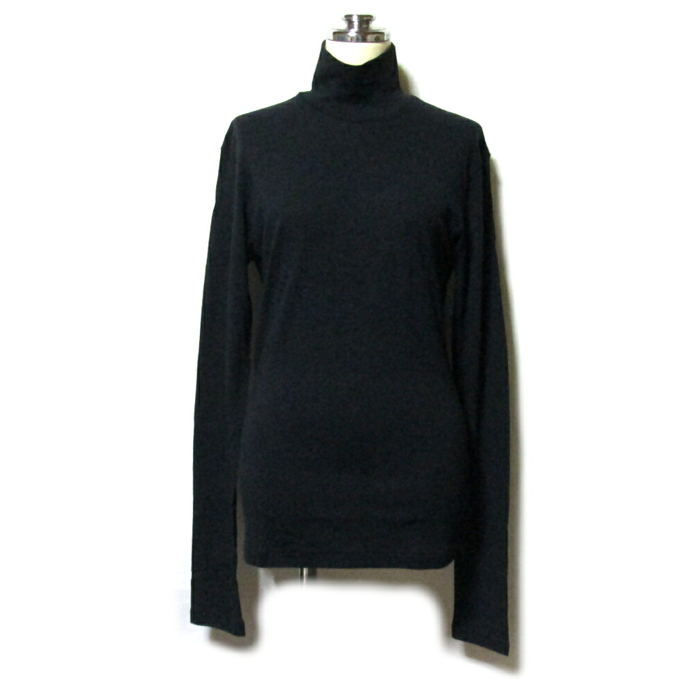 Yohji Yamamoto ヨウジヤマモト 「M」 黒いこと ハイネックカットソー｜ロング捩り (山本耀司 黒 長袖 Y\u0027s ワイズ) 139738 【中古】