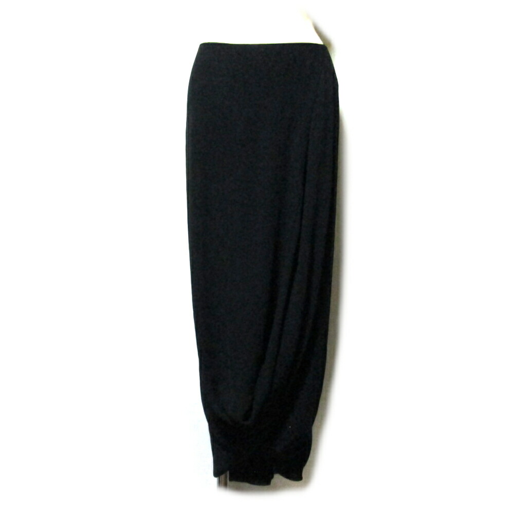 Vintage Sybilla ヴィンテージ シ散らし広告 「M」 黒いこと ドレープ バルーンロングスカート (黒 立体切りぬく) 139789 【中古】
