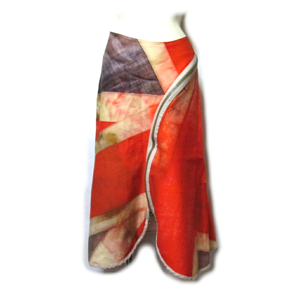 美品 廃盤 Vintage Vivienne Westwood ヴィンテージ ヴィヴィアンウエストウッド 「40」 イタリア製 ユニオンジャックアシンメトリージップスカート (BEACHWEAR アーカイブ ファスナー パンク) 139867 【中古】|CROWN STORE