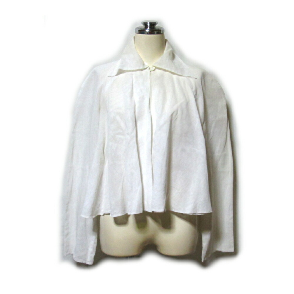 Vintage Christian Dior ヴィンテージ クリスチャンディオール 「M」 ホワイト シフォン ショートドレープブラウス (白 アンティーク ライトアウター可) 139890 【中古】｜CROWN STORE 28,908円
