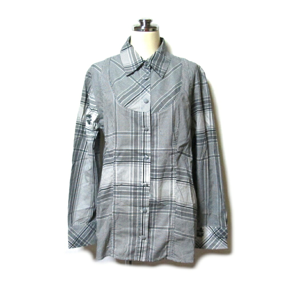美品 Vintage KENZO ヴィンテージ ケンゾー 「40」 チェック切り替え レイヤーデザインブラウス (Aライン くるみボタン 高田賢三) 140103 【中古】｜CROWN STORE