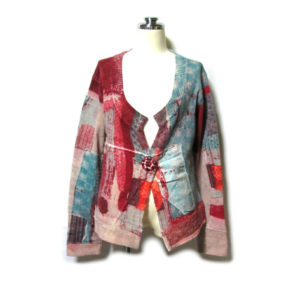 美品 Vintage KENZO ヴィンテージ ケンゾー 「L」 エスニックパッチワーク 広広としたジレー (大きなくるみ名取り草 高田賢三) 140133 【中古】