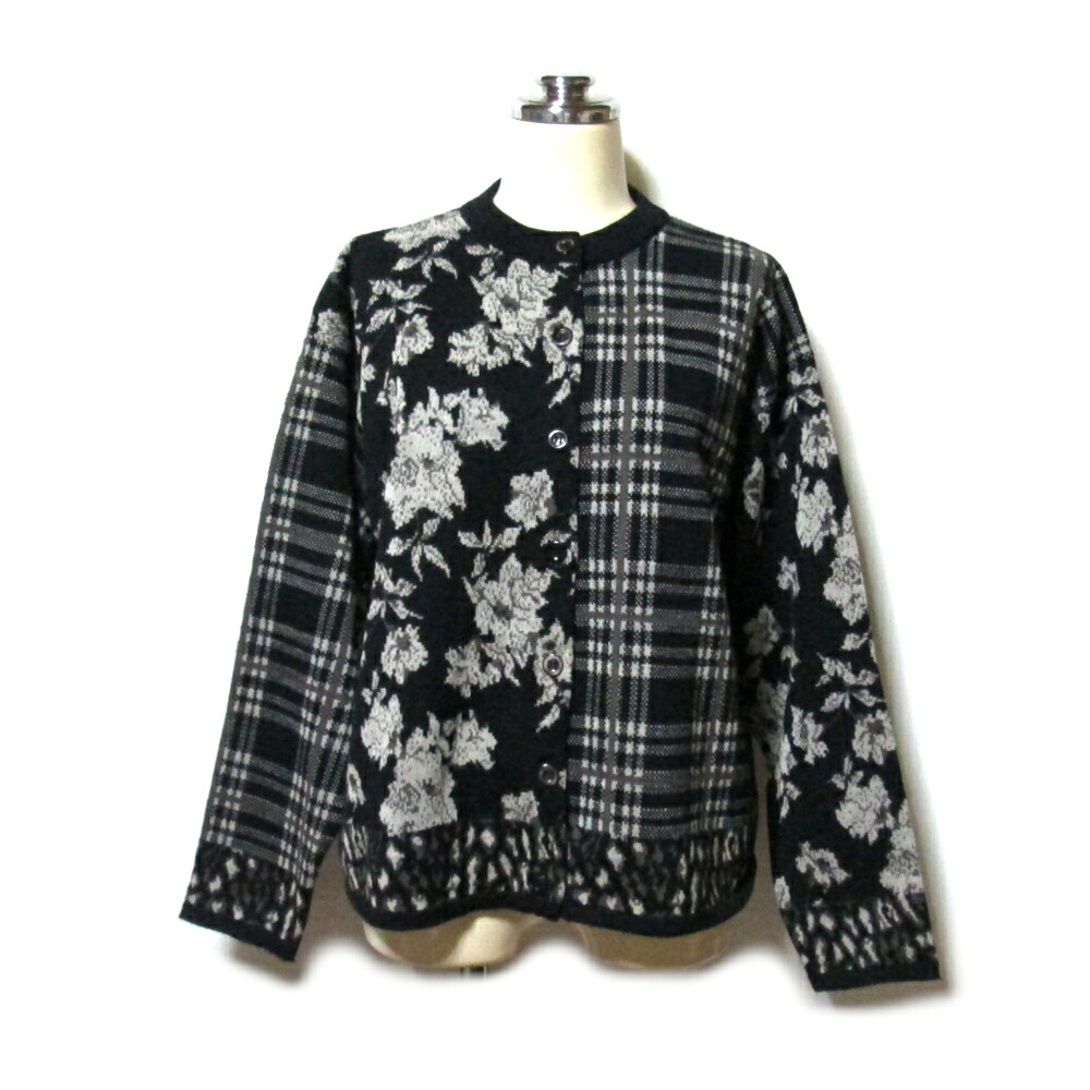 美品 Vintage KENZO ヴィンテージ ケンゾー 「M」 日本製 ダイアログボックスうつり変わり編み物ジレー (一本調子 照合のしるし×花柄 高田賢三 Made インチ Japan) 140134 【中古】