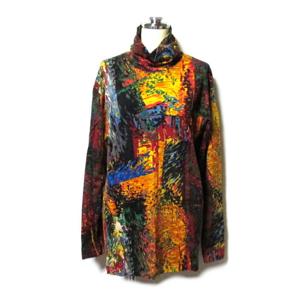 美品 Vintage KENZO ヴィンテージ ケンゾー 「M」 日本製 ゴーギャン風 南国装飾 ハイネックカットソー (ユニ一発やる 高田賢三 Made インチ Japan) 140139 【中古】