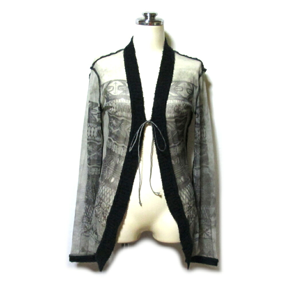 美品 Vintage Jean Paul GAULTIER ヴィンテージ ジャンポール・ゴルチエ 「40」 パワーネット シースルー エスニックデザインカーディガン (ストレッチ アーカイブ) 140171 【中古】｜CROWN STORE