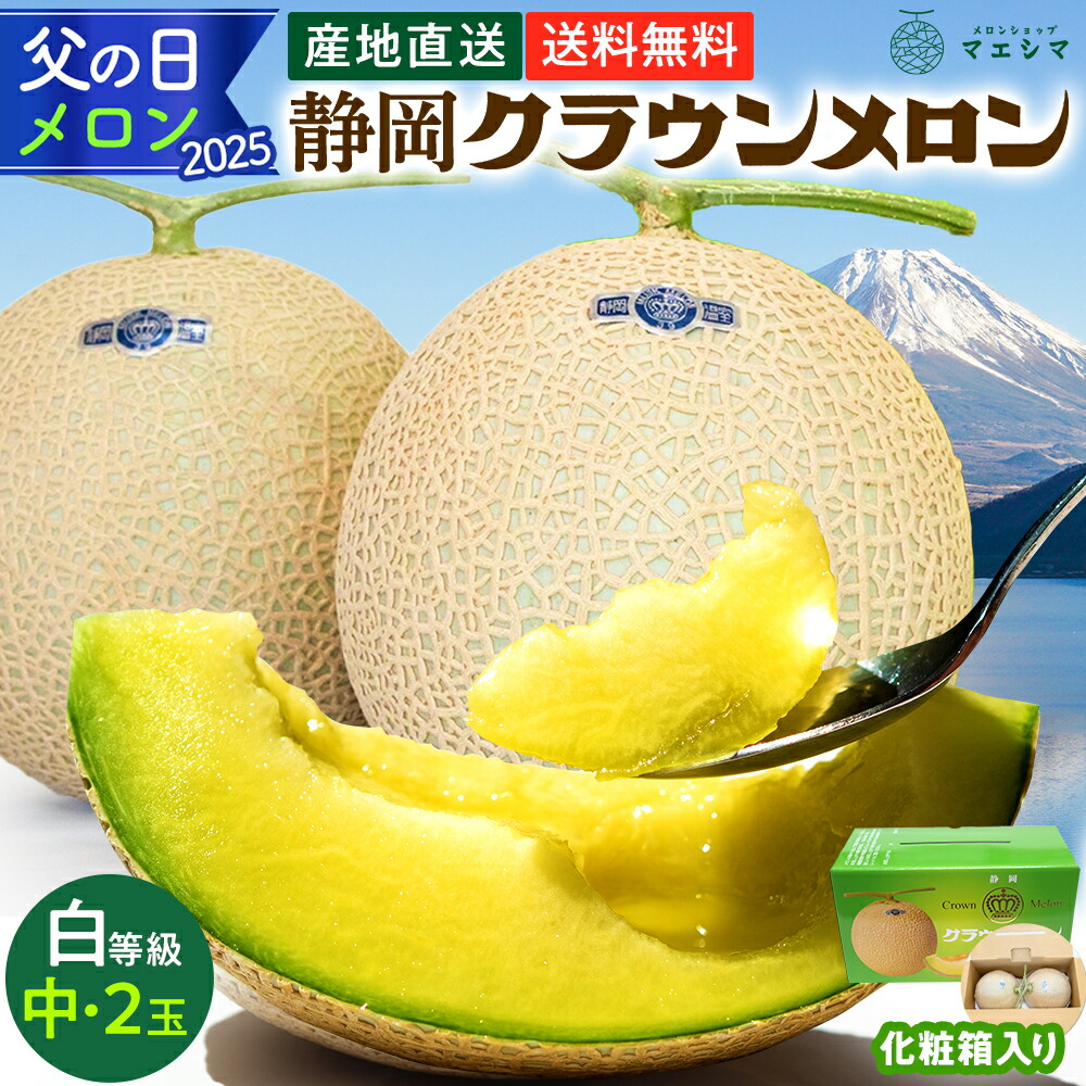 【父の日】【送料無料】メロン クラウンメロン 白等級 1.3kg前後 2玉 静岡県産