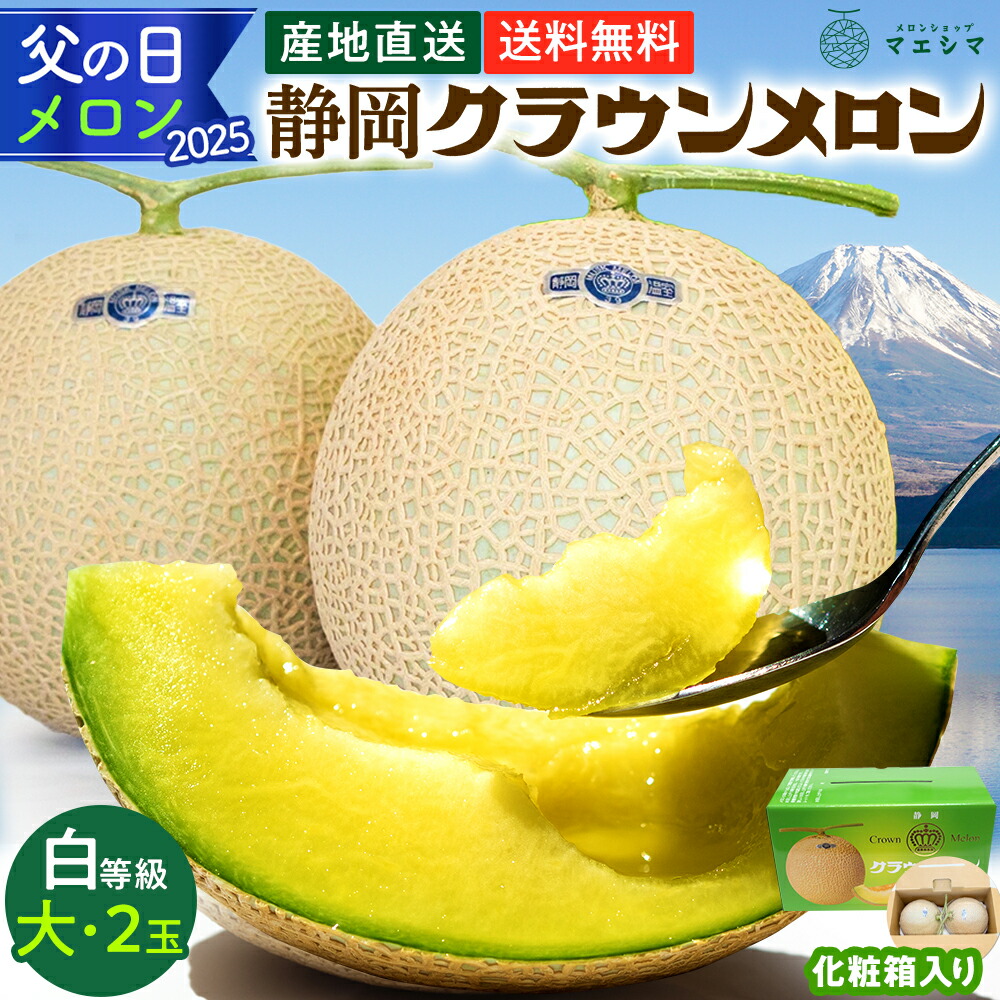 【父の日】【送料無料】メロン クラウンメロン 白等級 1.4kg前後 2玉 静岡県産