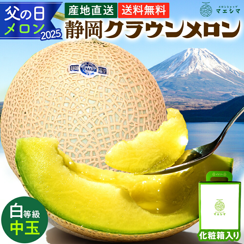 【父の日】【送料無料】静岡クラウンメロン メロン 静岡県産 白等級 1.3kg前後 1玉 化粧箱入り 高級メロンギフト　産地直送