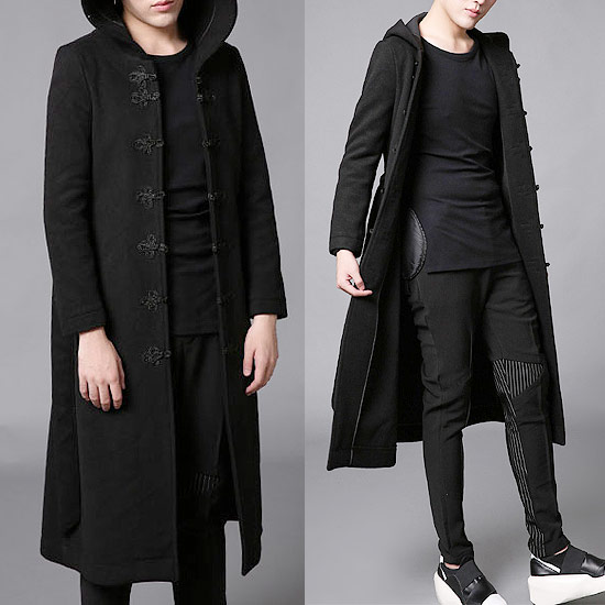 ビッグ割引 黒 ブラック 韓国 黒 ブラック モード系ファッション 衣装 ビジュアル系 V系 ホスト お兄系 ロック 個性的 ロング丈 モード系 アウター 新作 ミリタリーコート 変形 メンズファッション ダッフルコート メンズ ロングコート コート ジャケット