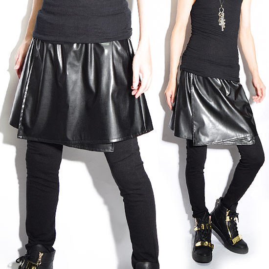 受賞店舗 ジョガーパンツ メンズ レギンスパンツ メンズファッション スカートパンツ Pu レザー 切替 変形 パンツ ブラック 黒 アレグロ オリジナル ブランド 個性的 V系 ビジュアル系 お兄系 ホスト モード系 スリート系ファッション 送料無料 春 夏 新作 衣装 楽天