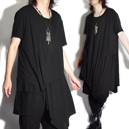 予約販売品 楽天市場 Tシャツ メンズ ロング丈 アシンメトリー アシメ ドレープカットソー 無地 19 春 夏 新作 ホスト V系 ビジュアル系 モード系 ストリート系 個性的 衣装 日本製 Allegro アレグロ オリジナル ブランド Jsb メンズファッション 韓国 ブラック 黒