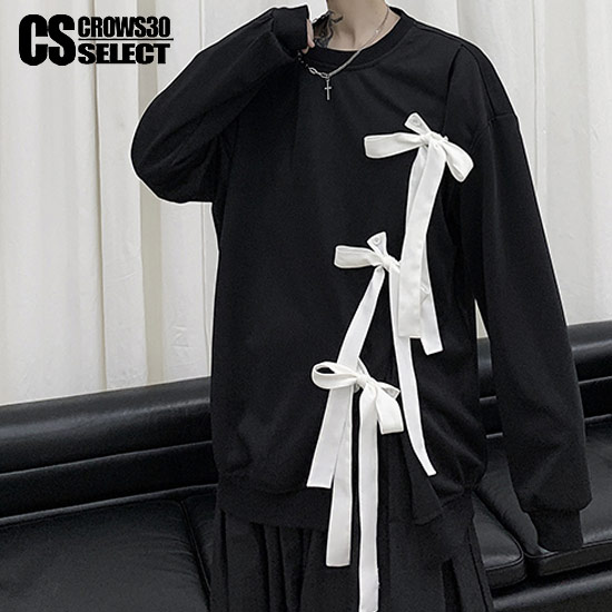 最新の激安 ロングtシャツ モード系 メンズ ドローコード リボン 紐 ビッグシルエット カットソー オーバーサイズ 長袖 Tシャツ メンズファッション インポート 春 ホスト V系 ビジュアル系 モード系 ストリート系 衣装 ブラック 黒 お兄系 ユニセックス