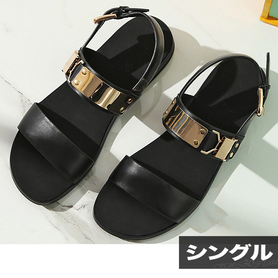 サンダル メンズ ファッション家筋 ゴールド プレイト 皮革サンダル 著革サンダル 本外皮 送料無料 客舎インターフェイス チェンジ 厚底 ラバーソール 紳士 下足 人品餌食 V系 視覚的系 表通系 モード系 ファッション 体格 主 30費用 40代 成人 お召しもの 真っ黒 詐欺師