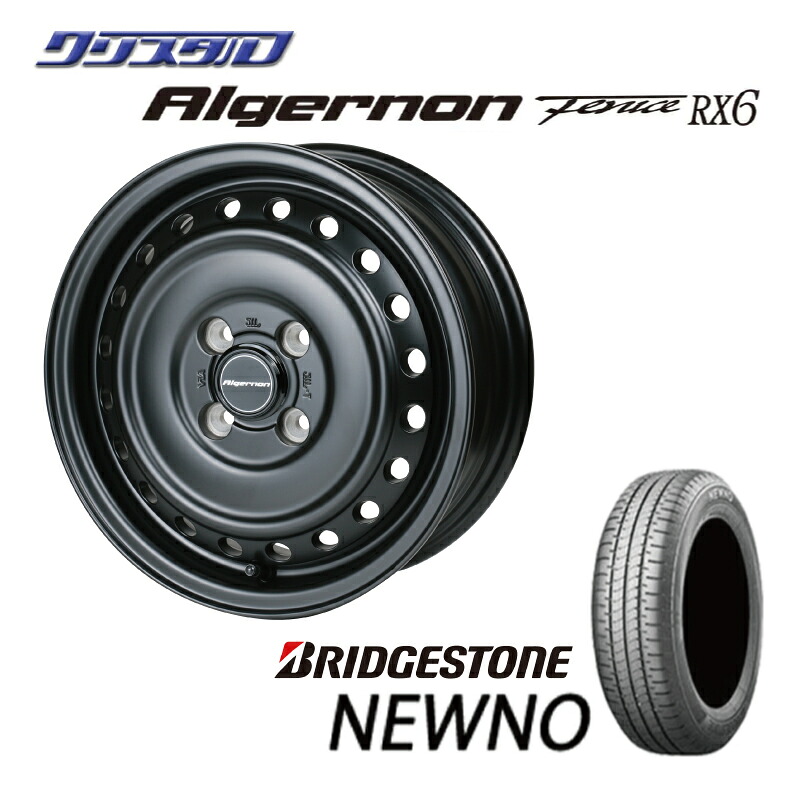 新品 165/65R14 2023年製 BRIDGESTONE ブリヂストン NEWNO ニューノ タイヤ アルミホイール 4本セット ドゥオール アルジェノン フェニーチェ RX6 14インチ 5.0J 5J +45 ホール数:4 PCD:100 マットブラック ハブ径Φ67.1 1450+45 4/100 ハスラー