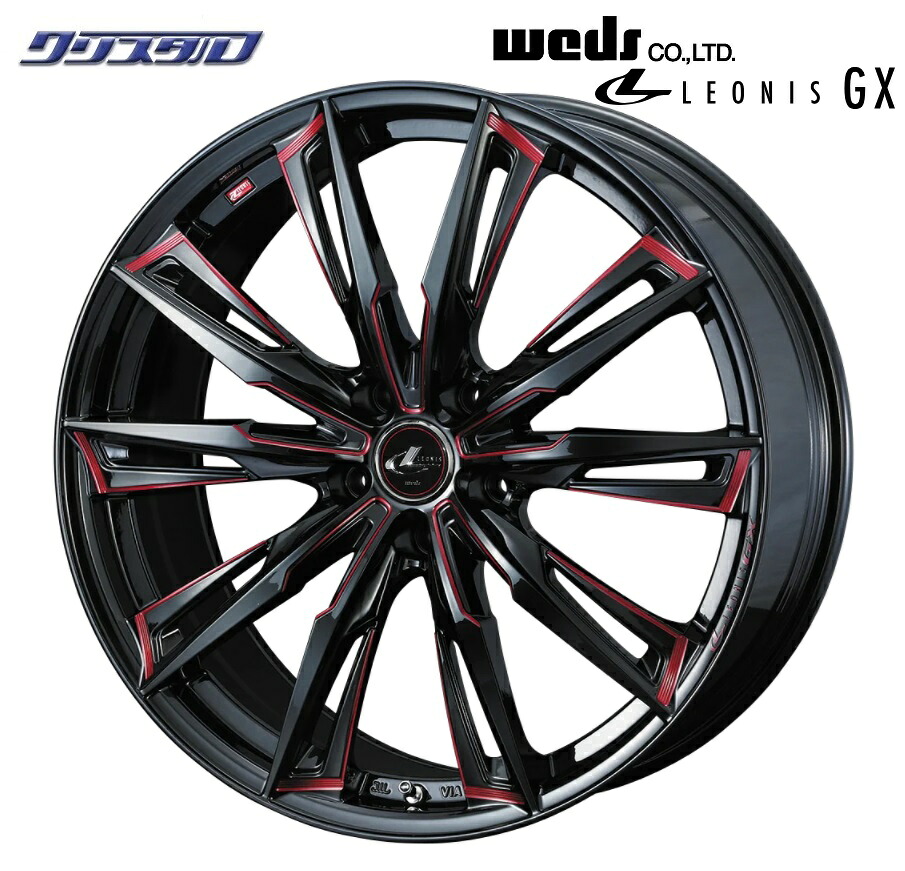 新品 WEDS レオニスGX 2085+35 5/114.3 20インチ 8.5J +35 ホール数:5 PCD:114.3 BK/SC[RED] 0039396 -4本送料無料- ウェッズ LEONIS GX｜カー用品 クリスタル 店