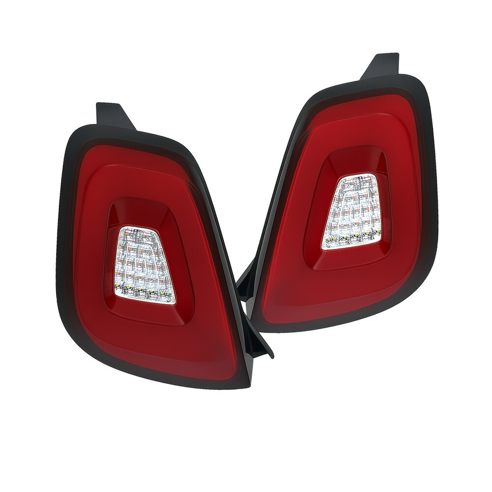フィアット 500 アバルト 595 695 LED テールランプ 前期用 シリーズ3 (2007-2015) フルLED仕様 Eマーク取得 車検対応 キャンセラー内蔵 カプラーオン 左右セット レッドクリアータイプ|クリスタルアイ店