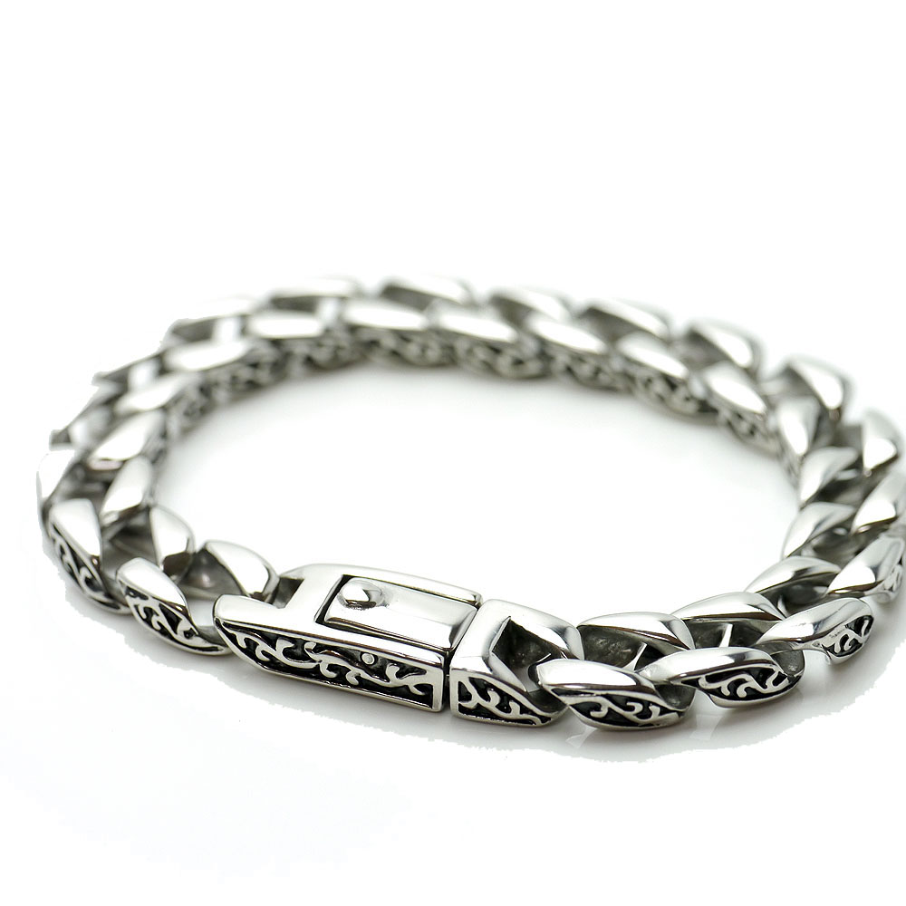 楽天市場】on ブレスレット メンズ シルバー925 オニキス フローラル