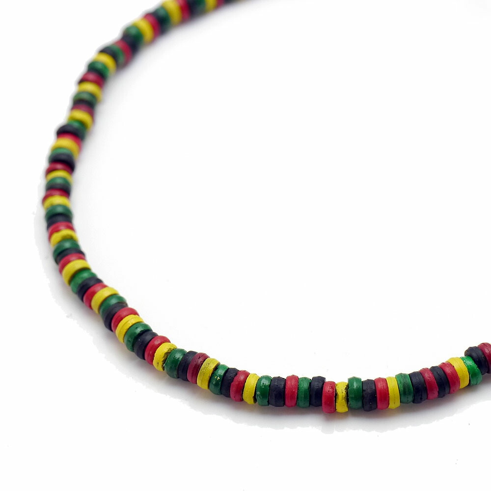 Hi ココナッツの種 ラスタカラー サマーチョーカー ナチュラル ネックレス メンズ 7mm45cm ジャマイカ サマーアクセ ボブマーレイ レゲエ 在庫処分 夏アクセ 伸縮タイプ ワイルド ネイティブ系