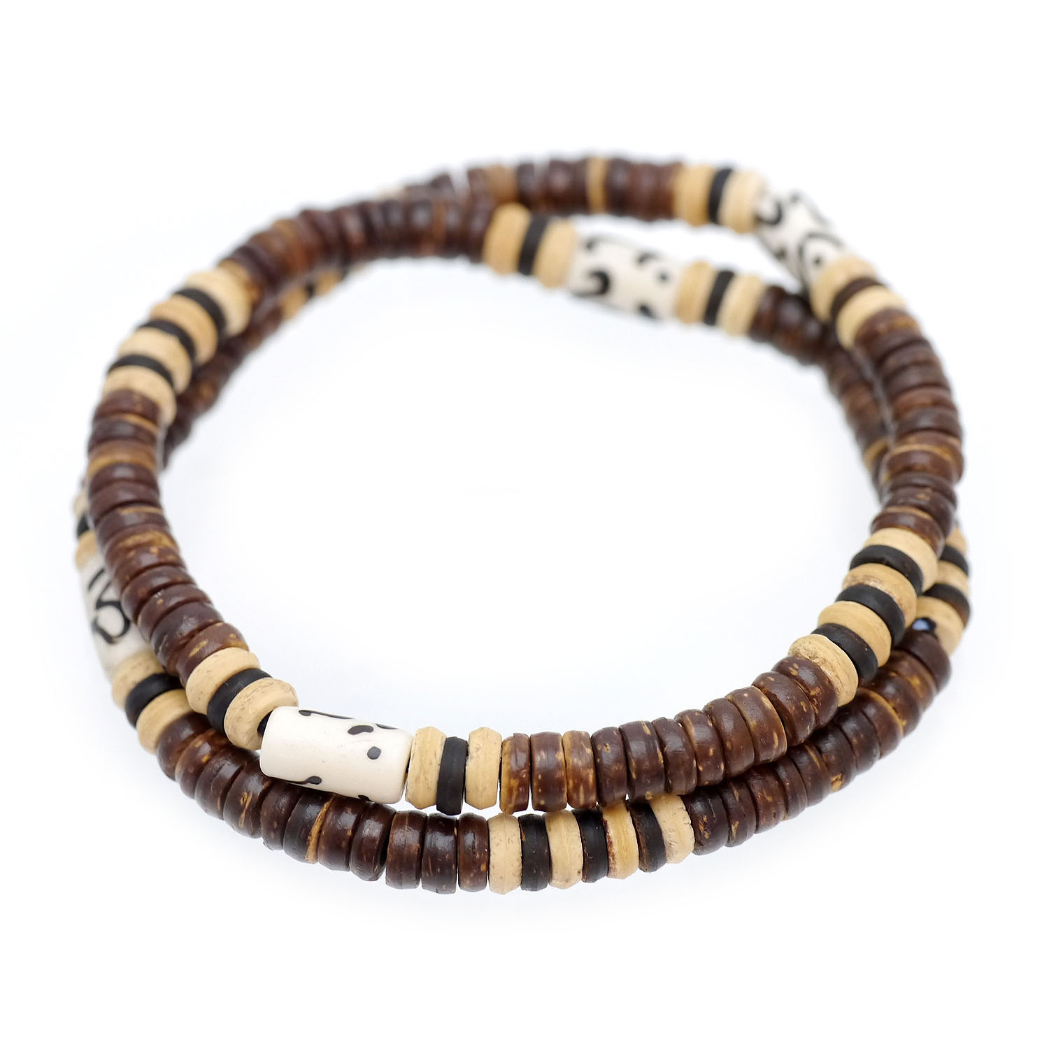 ココナッツの種 梵字 日本最大級の品揃え カット ビーズ 弾性 チョーカー ネックレス メンズ M3 茶 白 7mm ブラウン ビーンズ 夏 ジャマイカ ナチュラル ラスタ 45cm ネイティブ系 伸縮 ワイルド レゲエ サマー