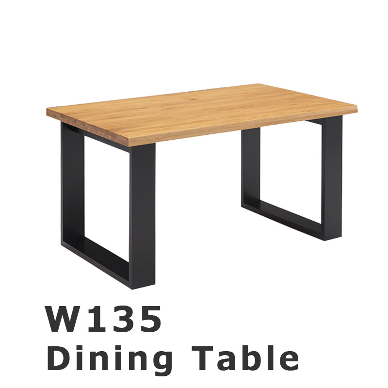 ダイニングテーブル 無垢 4人掛け 幅135 高さ70 オーク アイアン脚 木製 テーブル 木目 4人用 食卓テーブル ナチュラル Psicologosancora Es