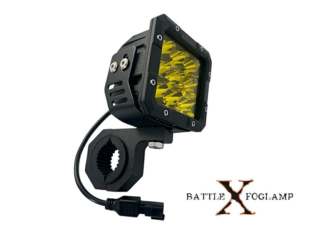 バトルＸフォグランプ PC30 4インチフォグランプ イエローレンズ ルーフキャリア パイプバー取付対応 オフロードLEDフォグランプ