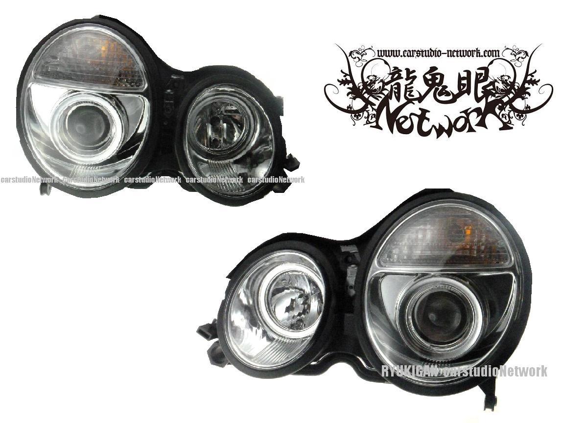 99-02年適合 W210系E-クラス後期ベンツイカリングヘッドライト&LEDテールプロジェクターヘッドライト■インナークロームメッキ|carstudio Network