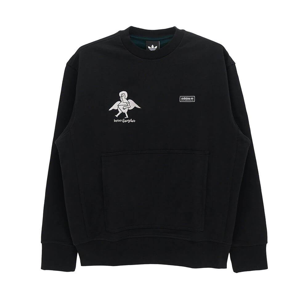 ADIDAS SKATEBOARDING CREW SWEAT アディダススケートボーディング 調教師 MARK GONZALES CREWNECK BLACK 滑るゲーム盤 スケボー