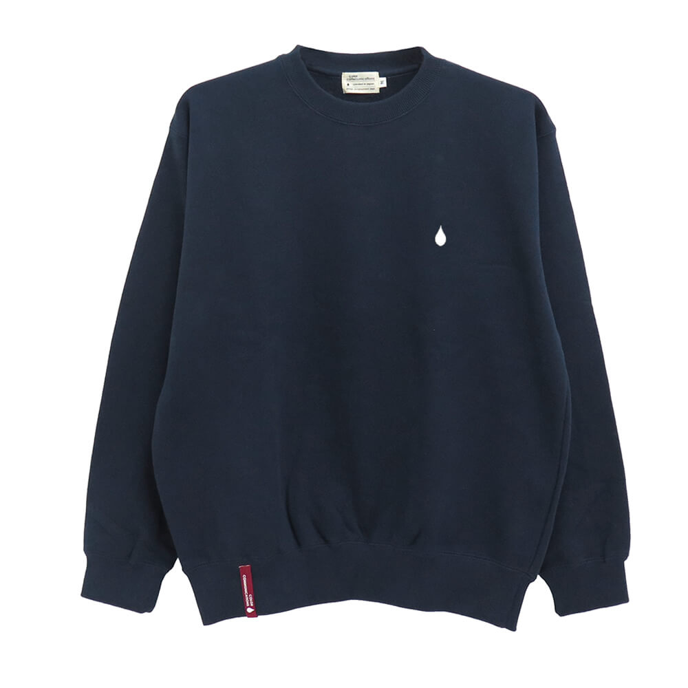 COLOR COMMUNICATIONS CREW SWEAT カラーコミュニケーションズ 調教師 DRIP EMB NAVY 刺しゅうロゴタイプ 滑るゲーム盤 スケボー