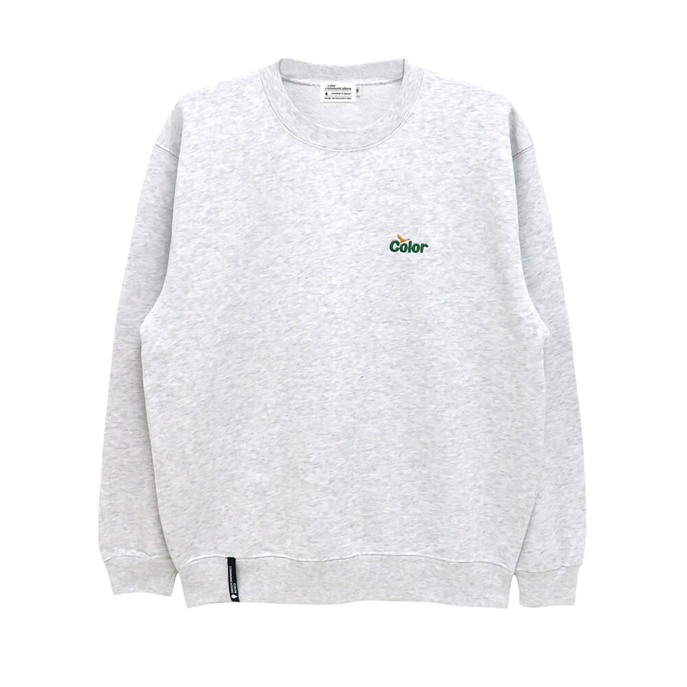 COLOR COMMUNICATIONS CREW SWEAT カラーコミュニケーションズ 調教師 WAWA OWL EMB LETTER ASH 刺しゅうロゴタイプ 滑るゲーム盤 スケボー