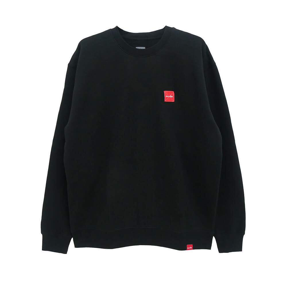 CHOCOLATE CREW SWEAT 黒茶 調教師 SQUARE LABEL BLACK 滑るゲーム盤 スケボー