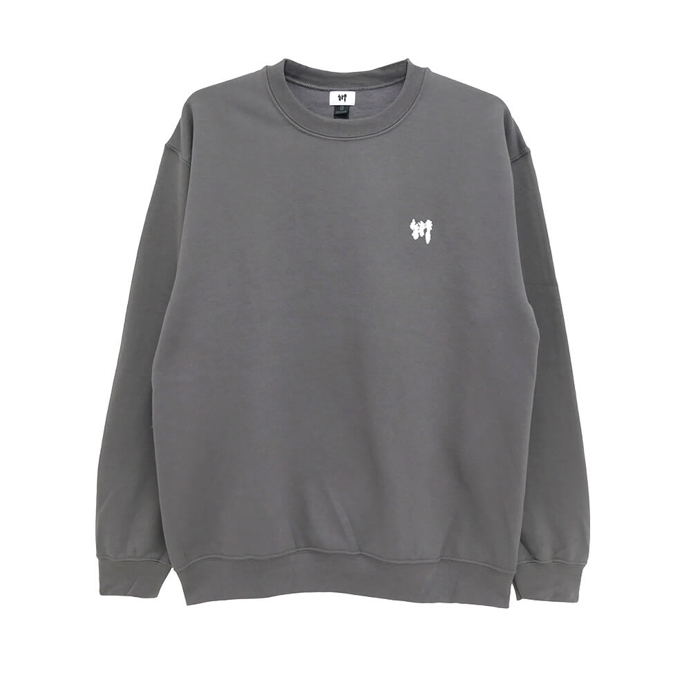 KAWA CREW SWEAT 川 調教師 KAWA LOGO 1POINT SUMI/WHITE 刺しゅうロゴタイプ 滑るゲーム盤 スケボー