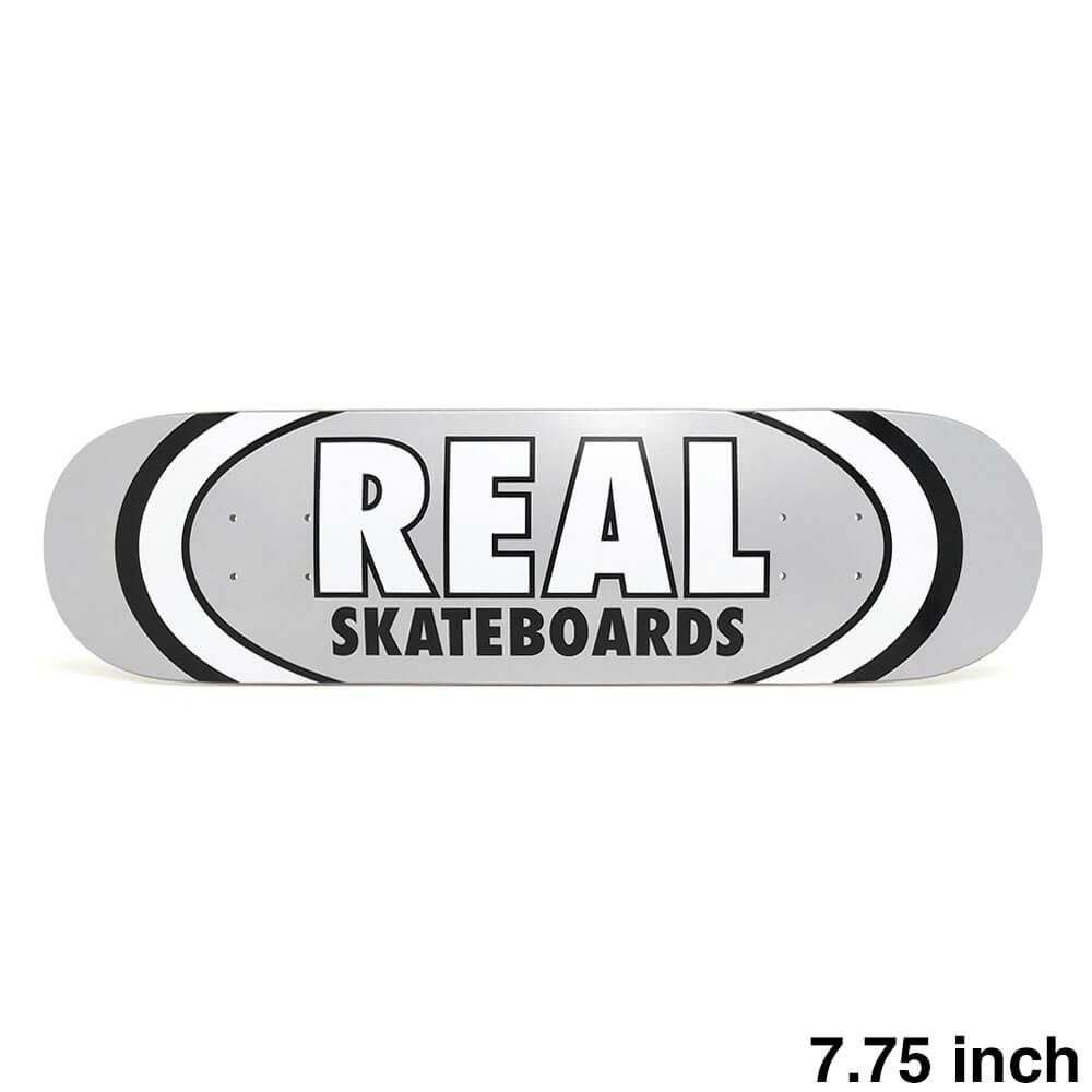 REAL DECK 実際的 甲板 TEAM CLASSIC OVAL SILVER 7.75 滑るゲーム盤 スケボー