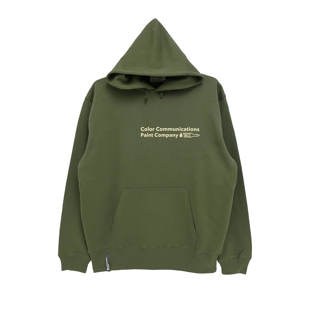 COLOR COMMUNICATIONS HOOD カラーコミュニケーションズ パーカー RE-PAINT COMPANY 2 2024 LIGHT OLIVE 滑るゲーム盤 スケボー