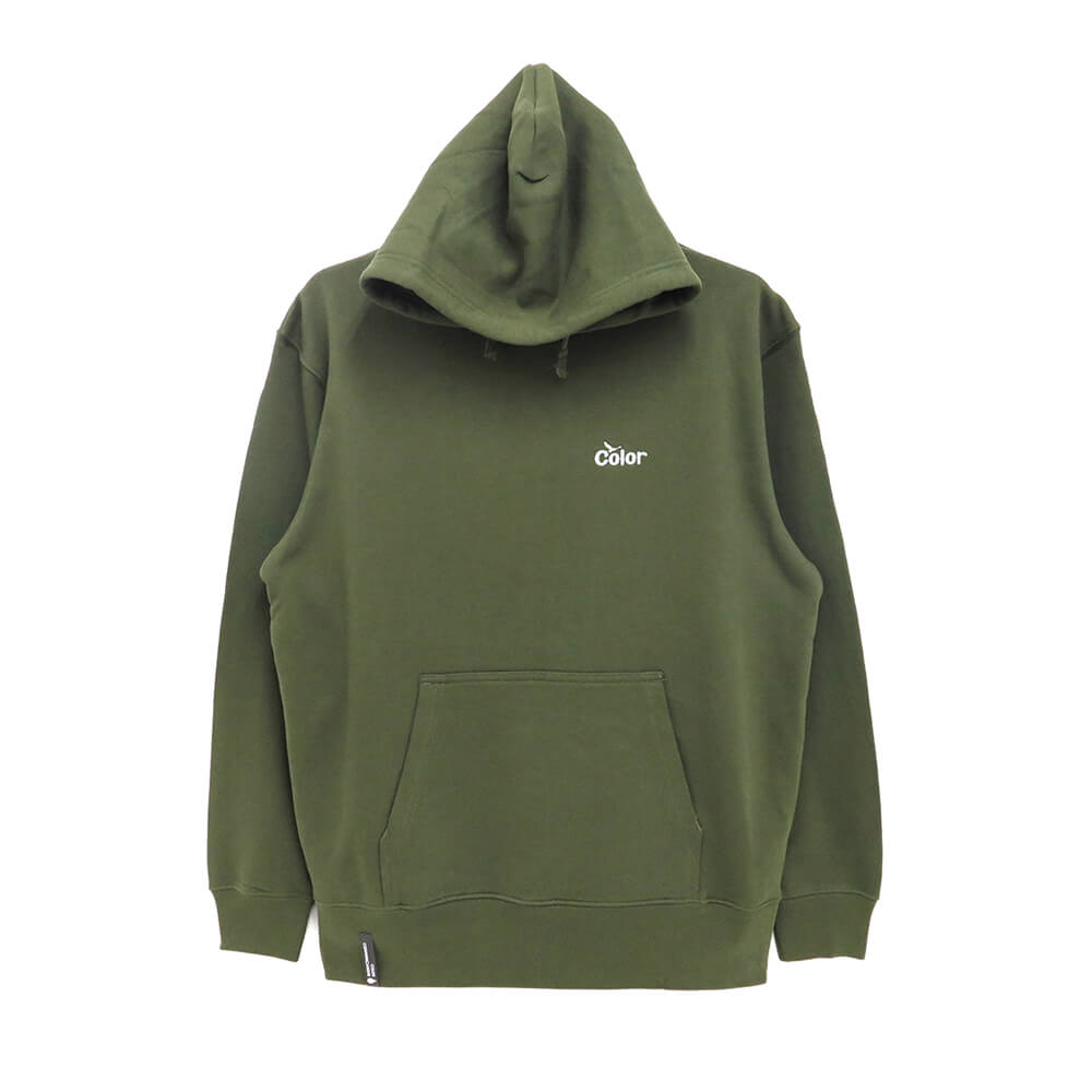 COLOR COMMUNICATIONS HOOD カラーコミュニケーションズ パーカー WAWA OWL EMB LETTER LIGHT OLIVE 刺繍ロゴ スケートボード スケボー｜スケートボードのCALIFORNIASTREET