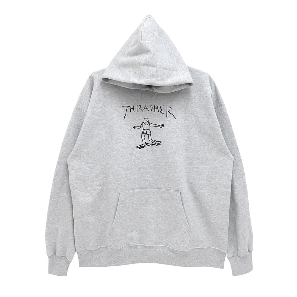 THRASHER】SKATE MAG HOOD grey スラッシャー パーカー プル