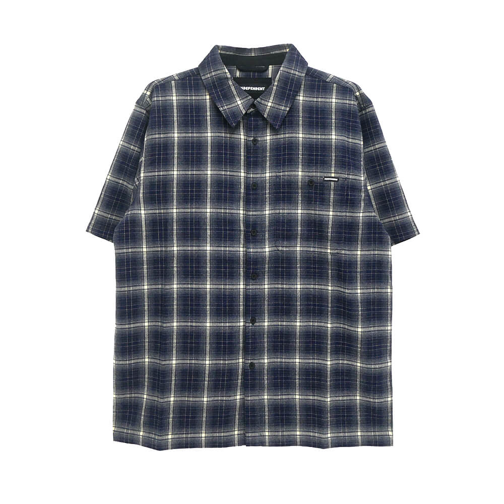 INDEPENDENT SHORT SLEEVE SHIRTS インディペンデント 半袖シャツ BELMONT FLANNEL NAVY/WHITE スケートボード スケボー｜スケートボードのCALIFORNIASTREET 11,858円