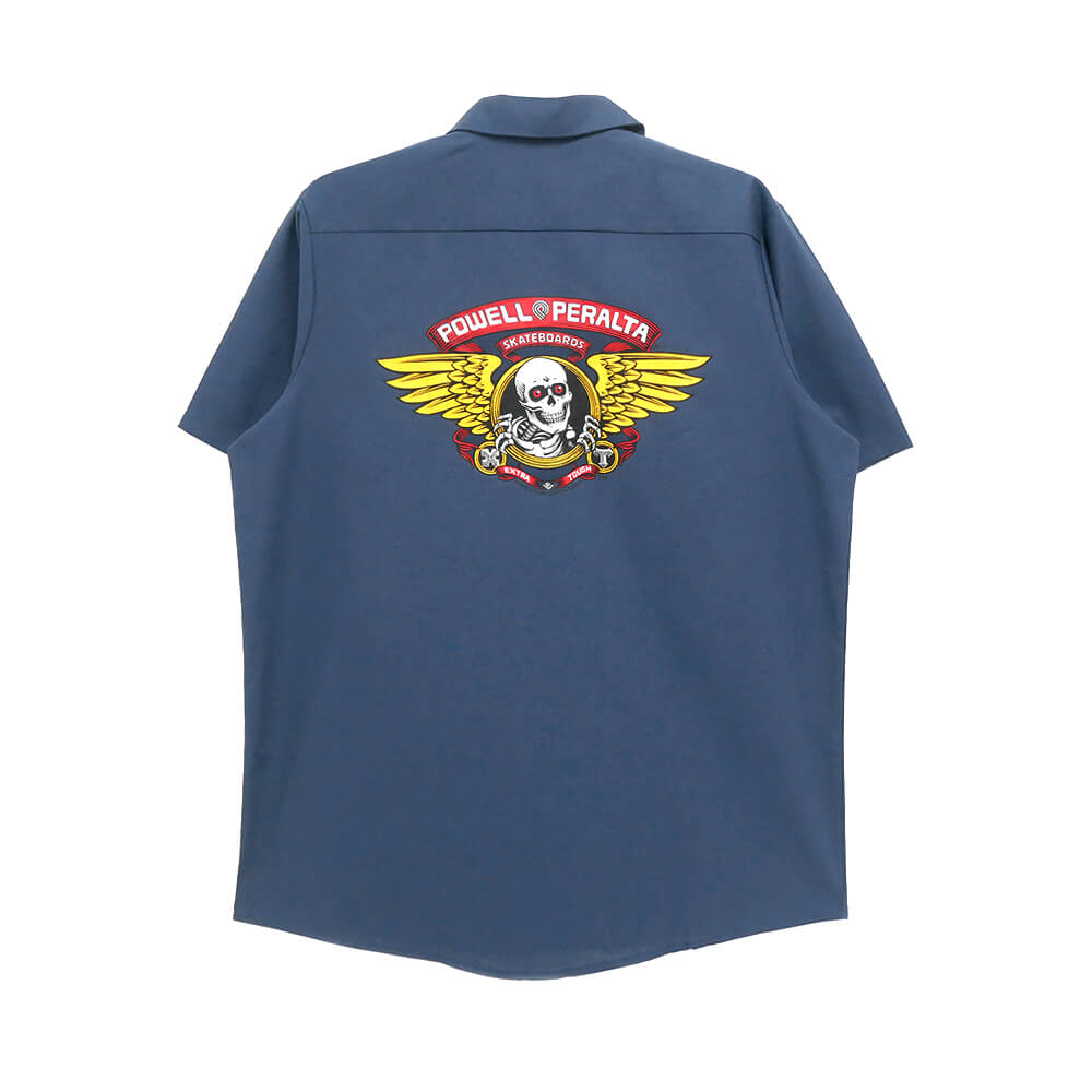 POWELL PERALTA SHORT SLEEVE SHIRTS パウエルペラルタ 半袖シャツ WINGED RIPPER WORK NAVY スケートボード スケボー|スケートボードのCALIFORNIASTREET