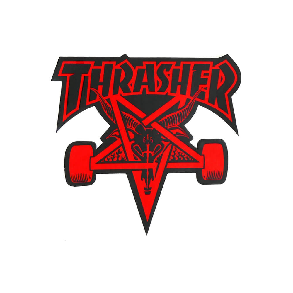 70%OFF!】 THRASHER STICKER スラッシャー ステッカー SKATE GOAT 330 US企画 RED スケートボード スケボー