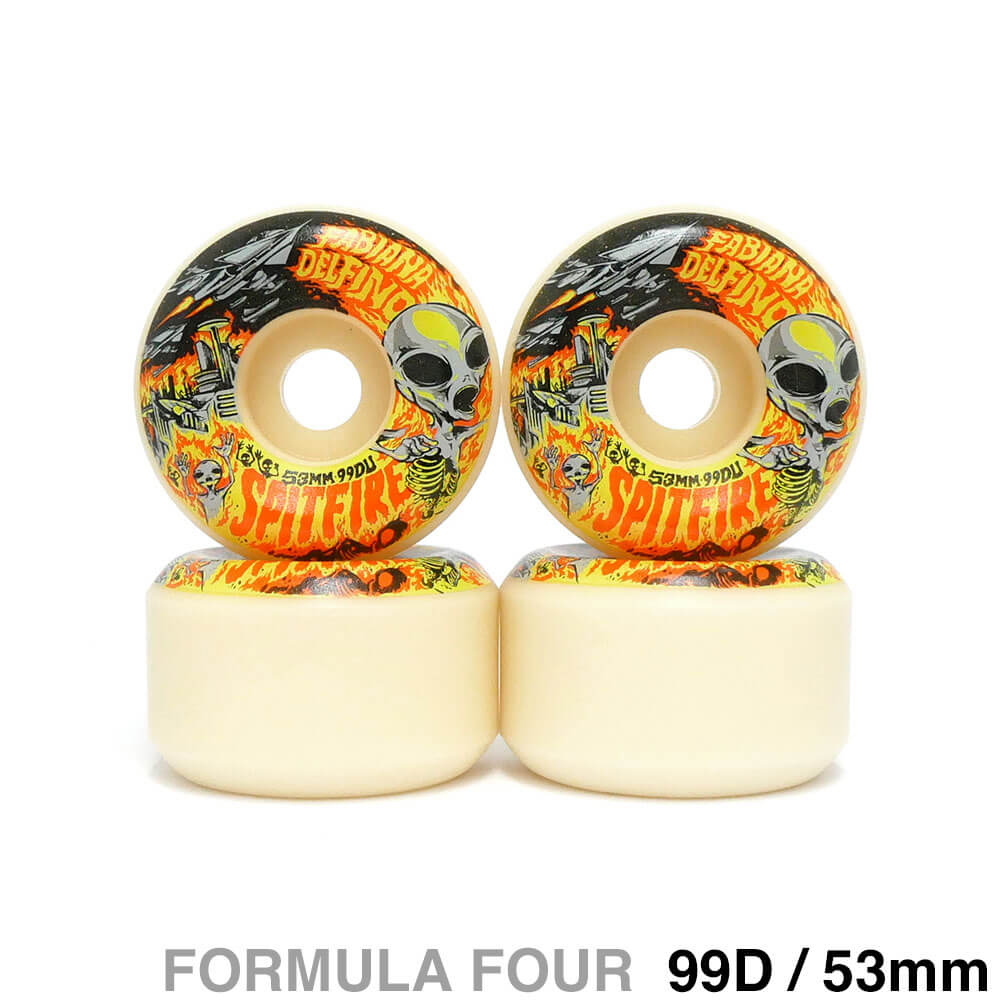 SPITFIRE WHEEL スピットファイヤー ウィール FORMULA FOUR（F4）99D CONICAL FULL FABIANA DELFINO INVASION 53粍 滑るゲーム盤 スケボー ウィール-パーツ