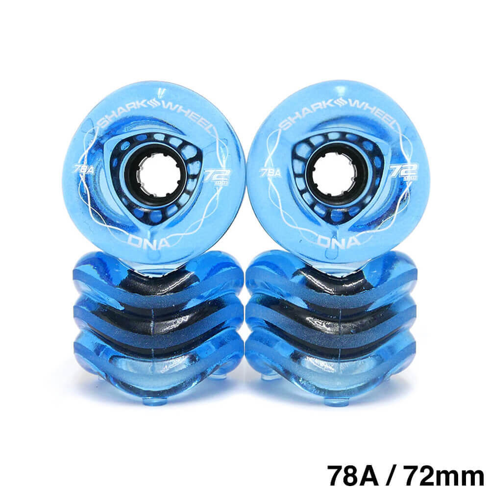 SHARK WHEEL シャークウィール ソフトウィール（クルーザー） デオキシリボ核酸 TRANSPARENT（78A）SAPPHIRE 72粍 滑るゲーム盤 スケボー スポーツ・アウトドア-パーツ