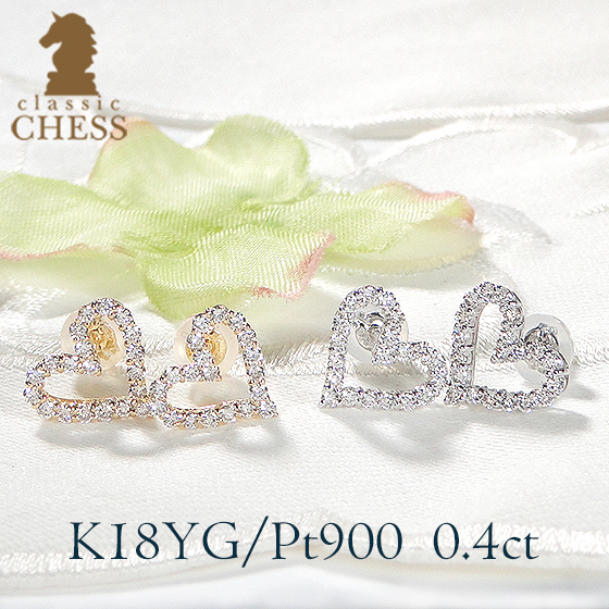 楽天市場】K18YG ハート ダイヤモンド ピアス【0.40ct】【送料
