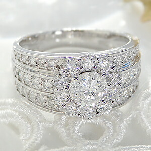 楽天市場】pt900 ゴージャス ダイヤモンド リング【0.76ct】中石0.3ct